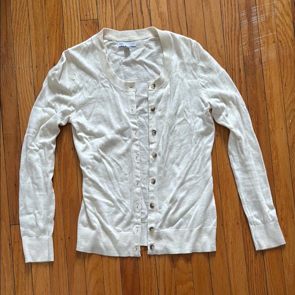 Gap Cream Colour Cardigan, Button-Up Sweater